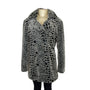 Unique New York Women's Grey Faux Leopard Fur Double-Breasted Coat Sz S