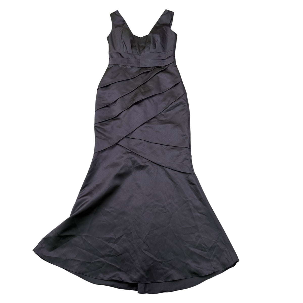 Davids Bridal Womens Black Satin Mermaid Gown Formal Evening Dress Size 8