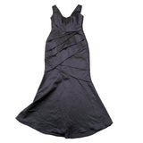 Davids Bridal Womens Black Satin Mermaid Gown Formal Evening Dress Size 8