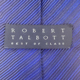 Robert Talbott Mens Blue Hand-Sewn Silk Cotton Striped Tie Made In USA