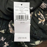 American Eagle Womens Black Floral Cotton & Linen Tiered Mini Skirt Size S
