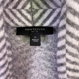Ann Taylor Womens Gray Chevron Wool Blend Open Front Cardigan Sweater Size SP