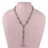 Bijoux Terner Mixed Metal Womens Gold Tone Lariat Necklace With Crystal Accents