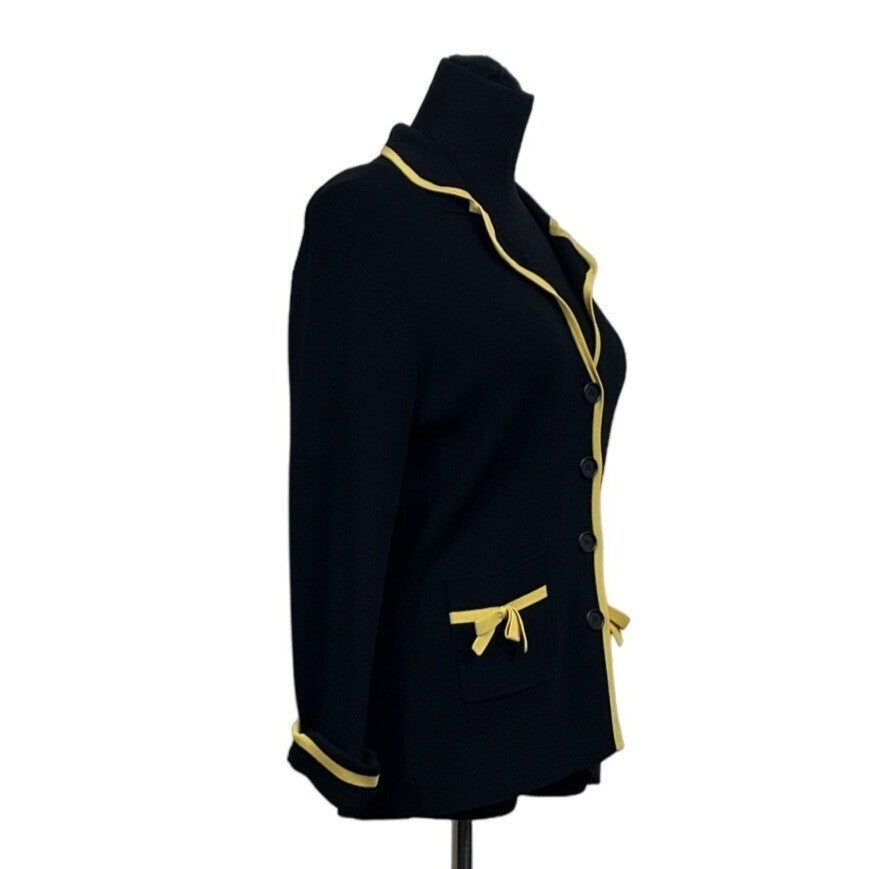 BCBG Maxazria Women's Yellow-Lined Black Blazer Sz M