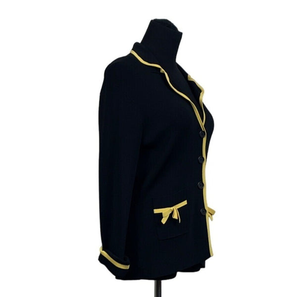BCBG Maxazria Women's Yellow-Lined Black Blazer Sz M