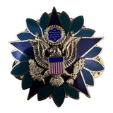 US Army Mens Gold Tone Enamel Badge With Great Seal Design Identification