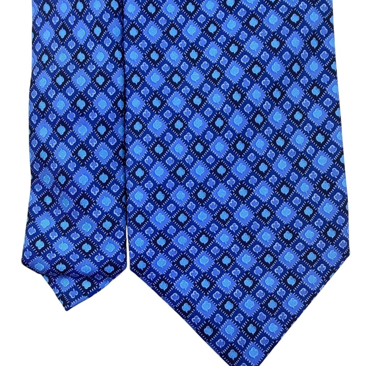 Salvatore Ferragamo Mens Blue 100% Silk Patterned Tie Geometric Design Italy