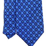 Salvatore Ferragamo Mens Blue 100% Silk Patterned Tie Geometric Design Italy