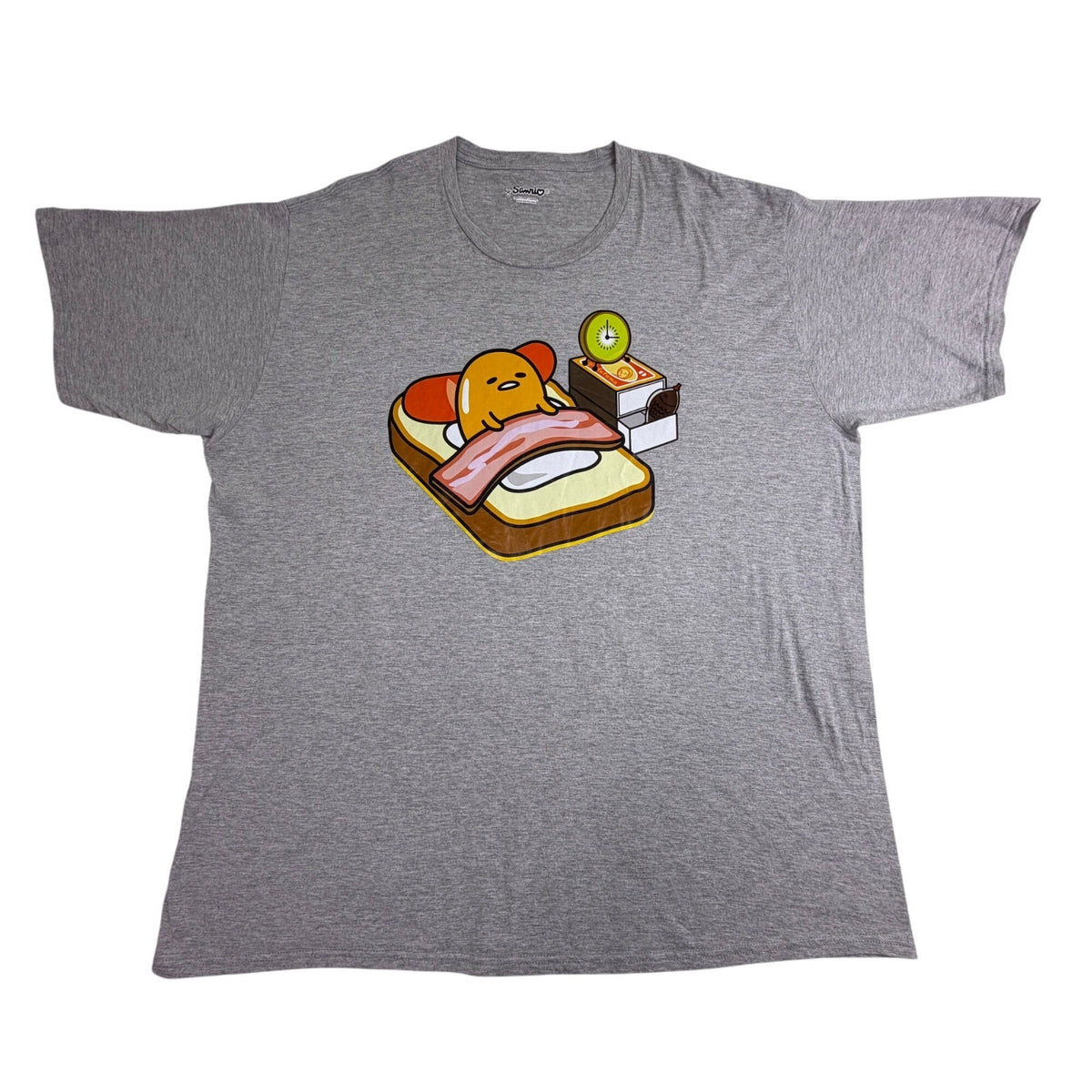 Sanrio Men Gray Cotton/Polyester Gudetama Graphic T-Shirt Humor Cute Design