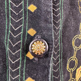 Rose Fashion Womens Black Embroidered Sleeveless Vest Chain Horse Design Sz M