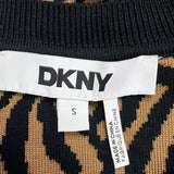 DKNY Womens Beige & Black Animal Print Sweater Size S