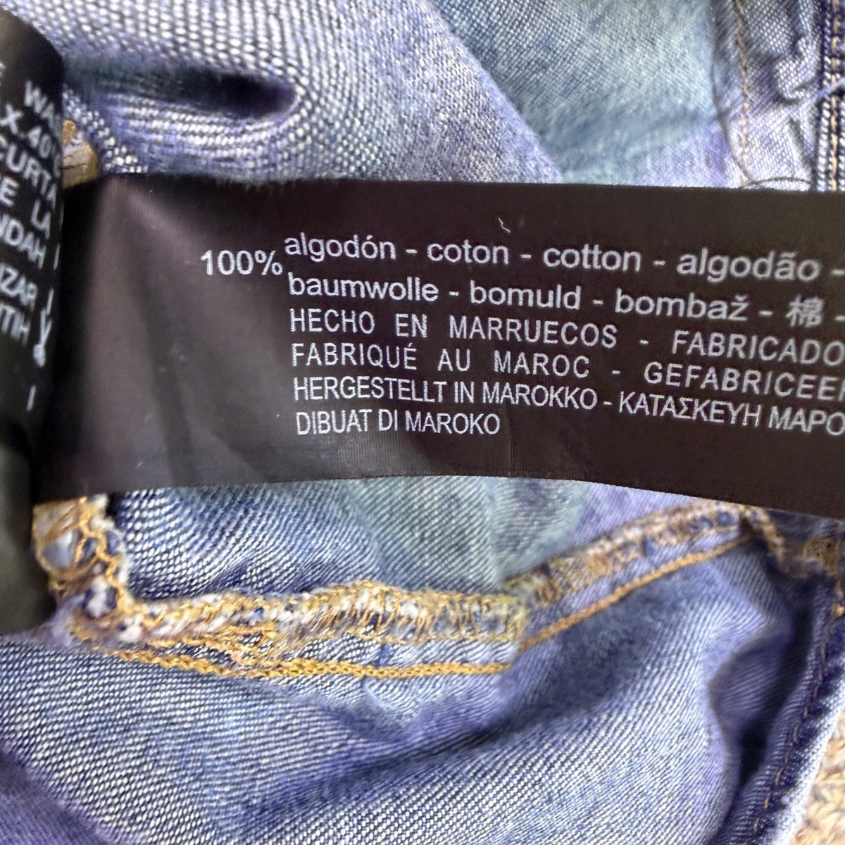 1975 Mens Blue Cotton Denim Long-Sleeve Western Shirt With Button Front Size L