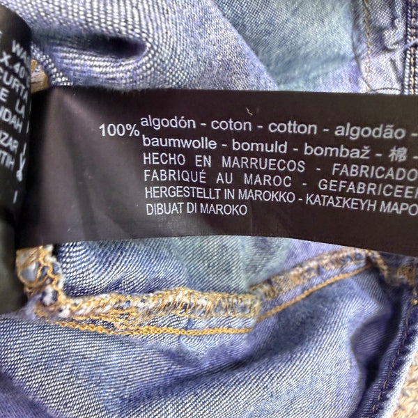 1975 Mens Blue Cotton Denim Long-Sleeve Western Shirt With Button Front Size L