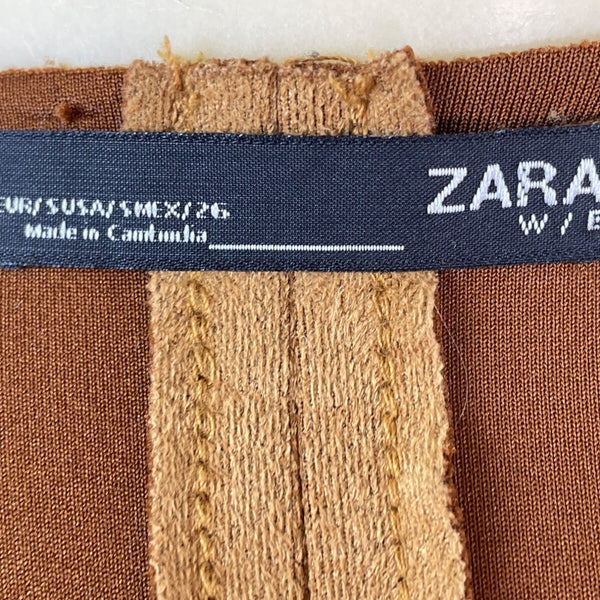 Zara W/B Brown Button-Up Coat With Pockets Size S
