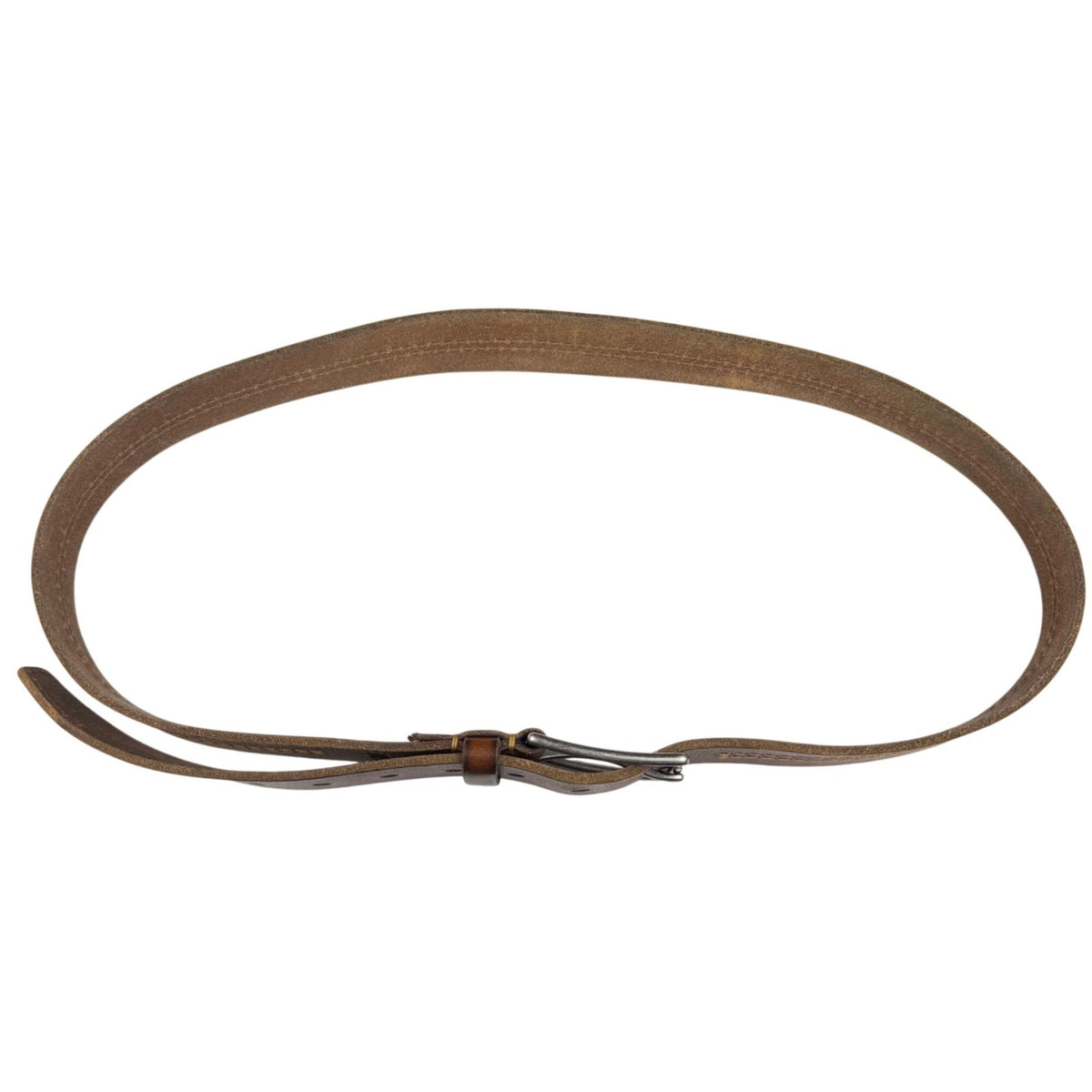 Frye Mens Brown Leather Belt With Silver-Tone Buckle Classic Design Size 48