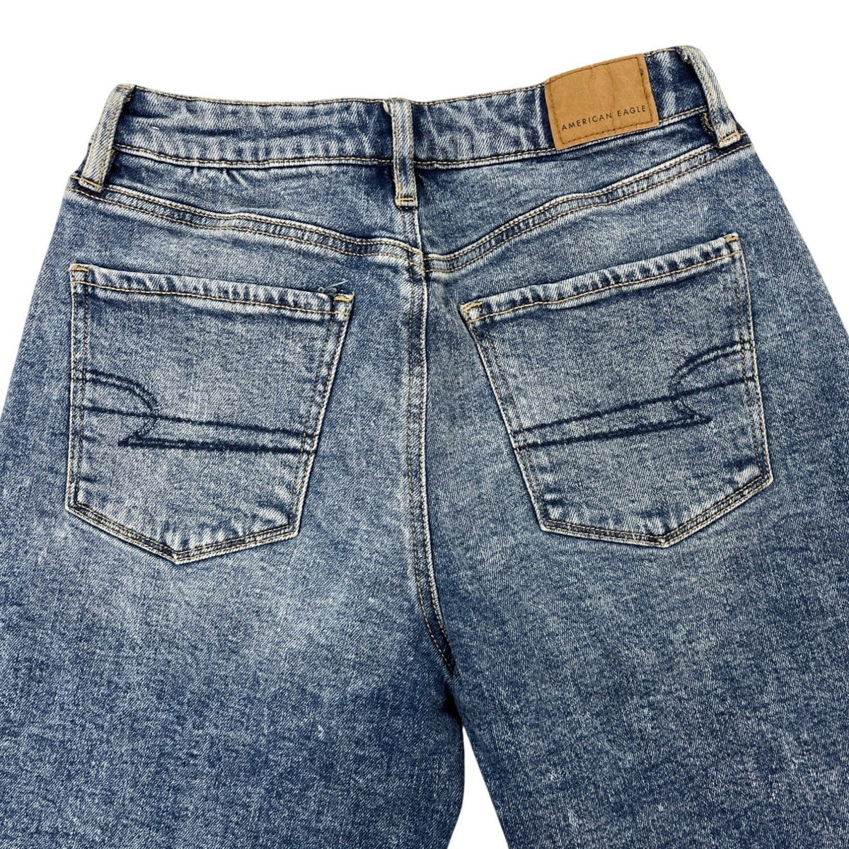 American Eagle Wide Leg Stretch Denim Jeans Womens Medium Wash Size 0