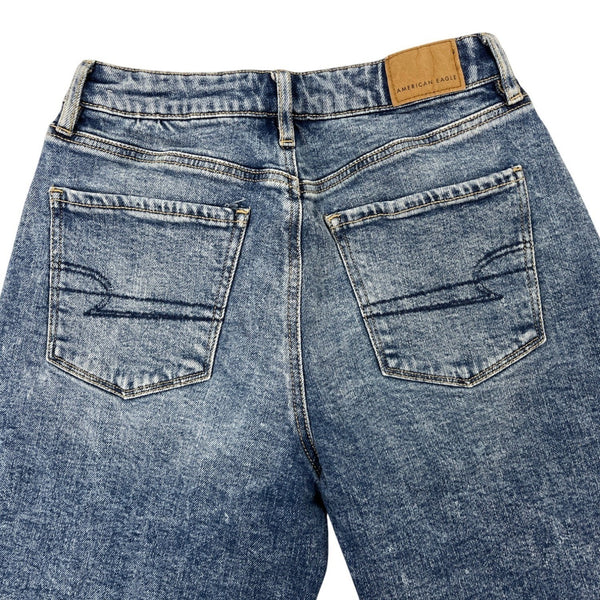 American Eagle Wide Leg Stretch Denim Jeans Womens Medium Wash Size 0