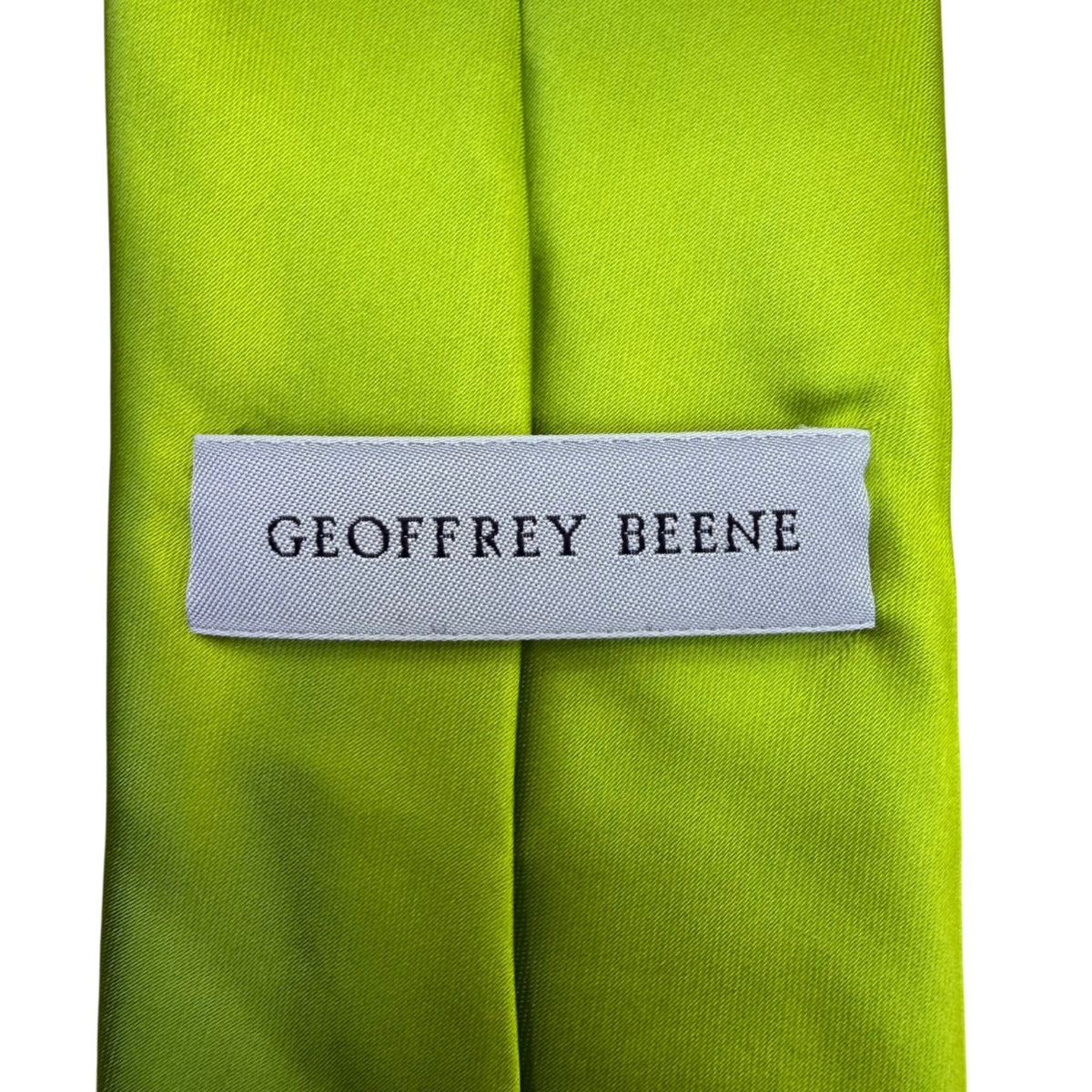 Geoffrey Beene Mens Green Polyester Necktie Solid Handmade