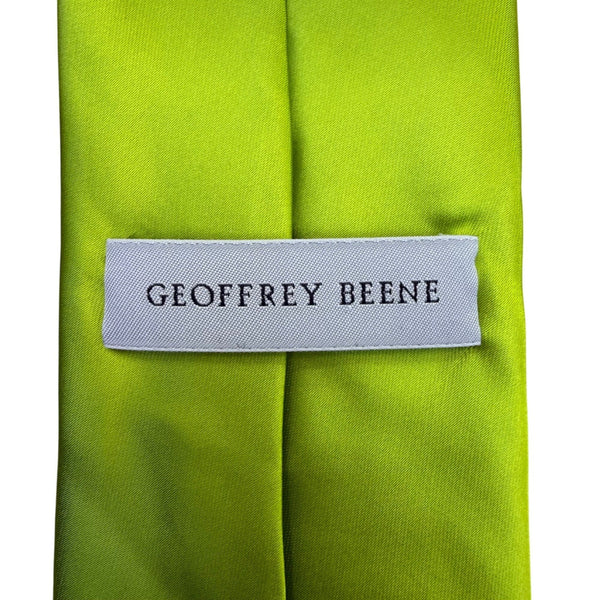 Geoffrey Beene Mens Green Polyester Necktie Solid Handmade