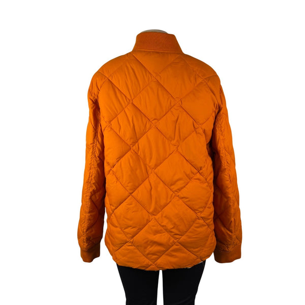 Lucky Brand Womens Orange Quilted Jacket Water-Resistant Durable Size L