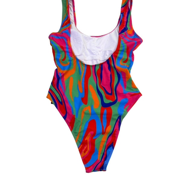 Fashion Nova Womens Multicolor Swimsuit & Headscarf Set Sz Large