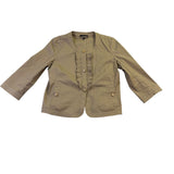 Talbots Womens Tan Cotton Blend Button Front Ruffle Jacket Size 12 