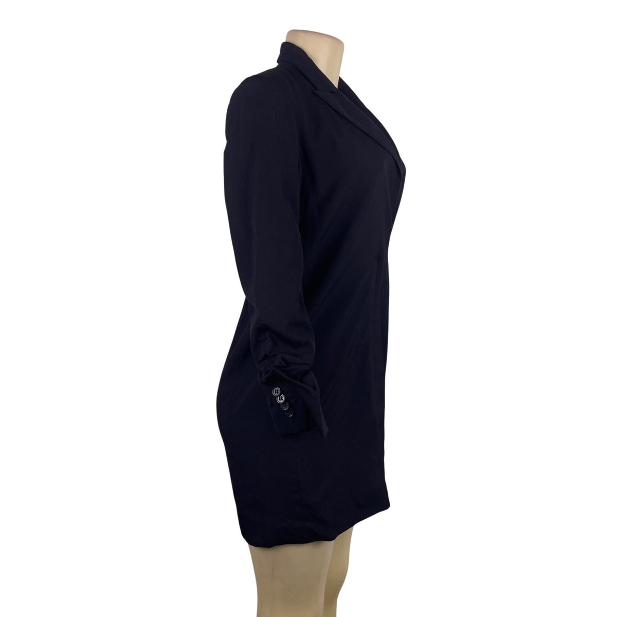 Theory Womens Black Wool & Polyamide Shirt Blazer Dress Elegant Button Cuff Sz 4