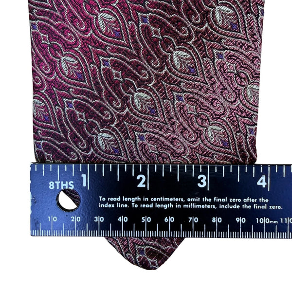 Smithsonian Institution Mens Burgundy & Blue 100% Silk Tie Paisley Pattern