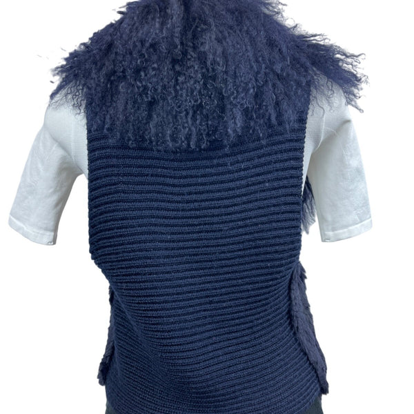 Moma Women’s Navy Blue Sweater with Outer Pockets Wool - One Size