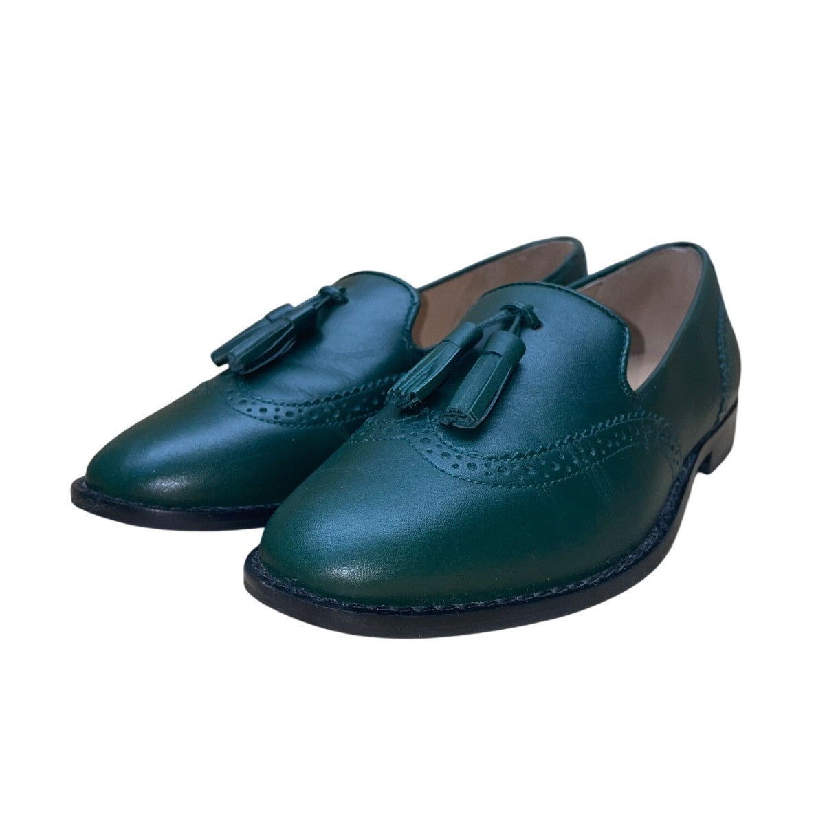 Talbots Women’s Green Leather Tassel Details Leighton Brogue Loafers Size 6M