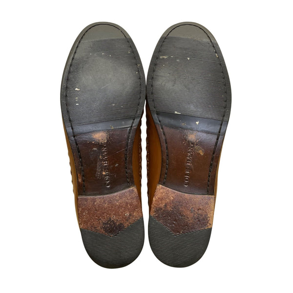 Cole Haan Men’s Brown Leather Slip-On Braided Trim Tassel Loafers Size 10