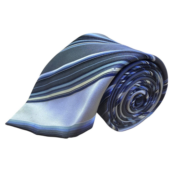 Geoffrey Beene Mens Blue Striped Silk Necktie Versatile Formal Business Wear
