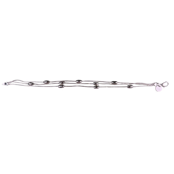 Sterling Silver Tone Womens 3-Strand 925 Bracelet Lobster Clasp Elegant Design
