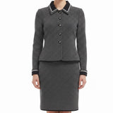 St. John Womens Black Knit Jacket & Skirt Set White Dotted Pattern Size  4 & 6