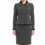 St. John Womens Black Knit Jacket & Skirt Set White Dotted Pattern Size  4 & 6