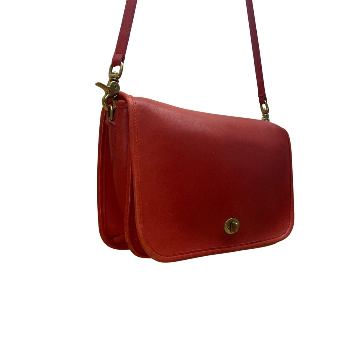 Coach Women’s Ruby Red Glove-Tanned Leather Turnlock Closure Crossbody Bag