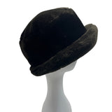 Vintage Black Faux Fur Cloche Hat For Women