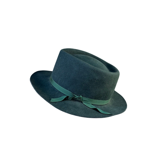 The Bak-Pakker By B-Bar-H Mens Green Wool Fedora Water Repellent Vintage Hat