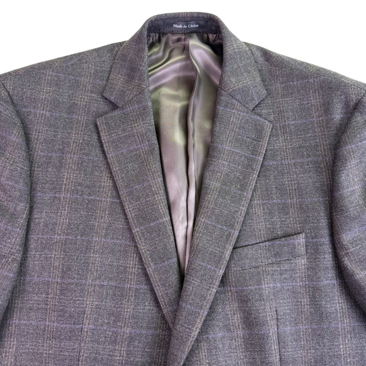 Calvin Klein Mens Gray Check Wool Blazer Jacket Stylish Plaid Formal Wear Sz40R