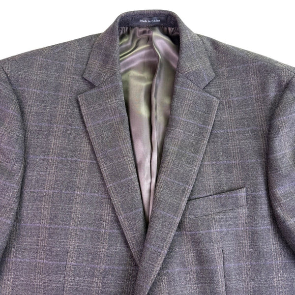 Calvin Klein Mens Gray Check Wool Blazer Jacket Stylish Plaid Formal Wear Sz40R