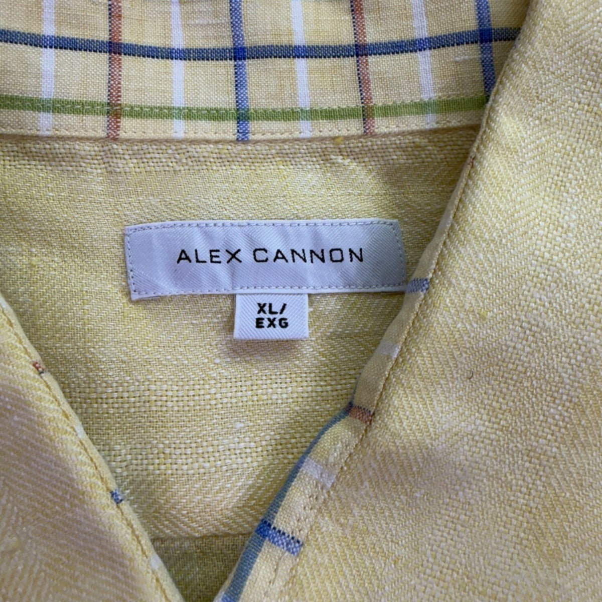 Alex Cannon Mens Yellow Short Sleeve Linen Button-Down Shirt Chest Pocket Sz XL