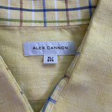 Alex Cannon Mens Yellow Short Sleeve Linen Button-Down Shirt Chest Pocket Sz XL