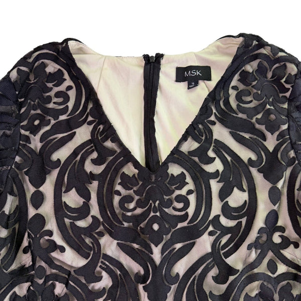MSK Womens Black Lace Bell Sleeve Dress Polyester Blend Size 16