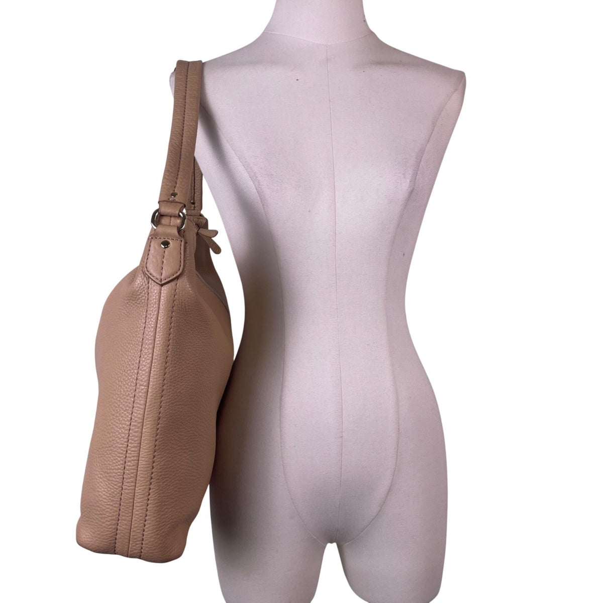 Cole Haan Women’s Tan Pebbled Leather Zippered Hobo Style Satchel Bag