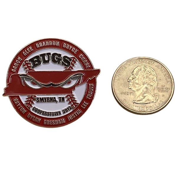 Bugs Smyrna TN Cooperstown 2012 Baseball Trading Pin Red & White Enamel 1.5" Col