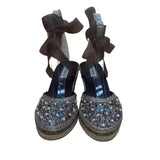 Steve Madden Women’s Brown Embellished Espadrille Bommbay Wedge Sandals Size 8
