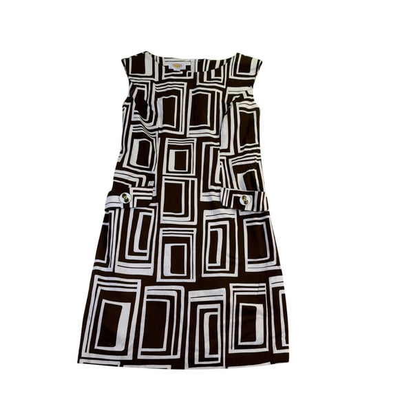 Talbots Womens Brown/White Geometric Print Sheath Dress Size 6