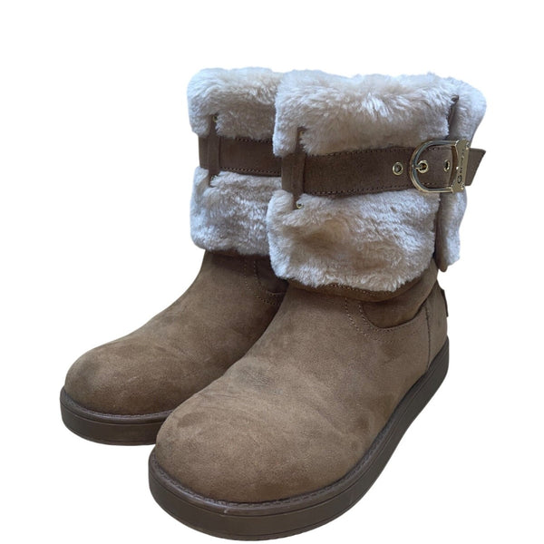 G By GUESS Women’s Brown Mid-Calf Suede Faux Fur Slip-On Boots Size 7M