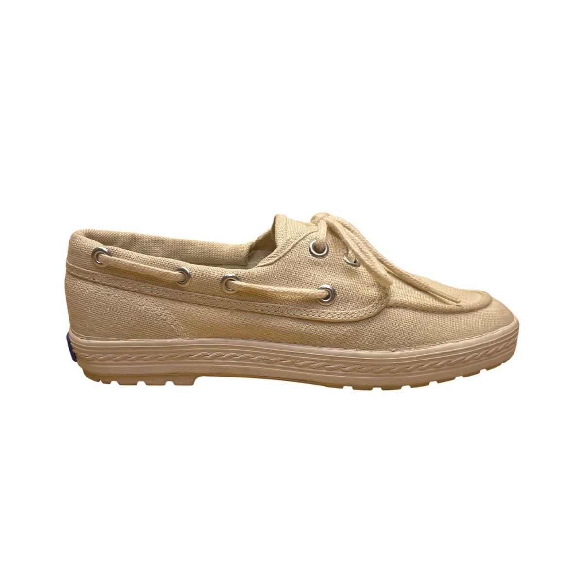 Keds Women’s Ivory Canvas Nautical Lace-Up Casual Top Siders Boat Shoes Size 5