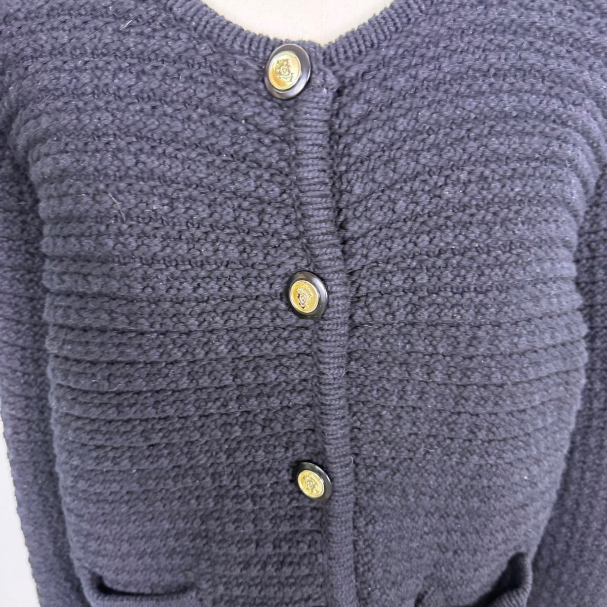 Cece Womens Black Cotton/Polyester Button-Front Cardigan Sweater Size M